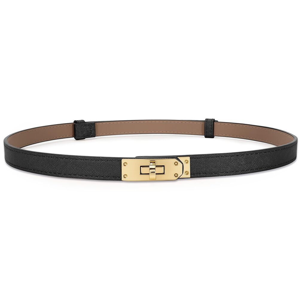 4858 Women Skinny Leather Belt With Turn-lock Buckle Adjustable Belt For Women
